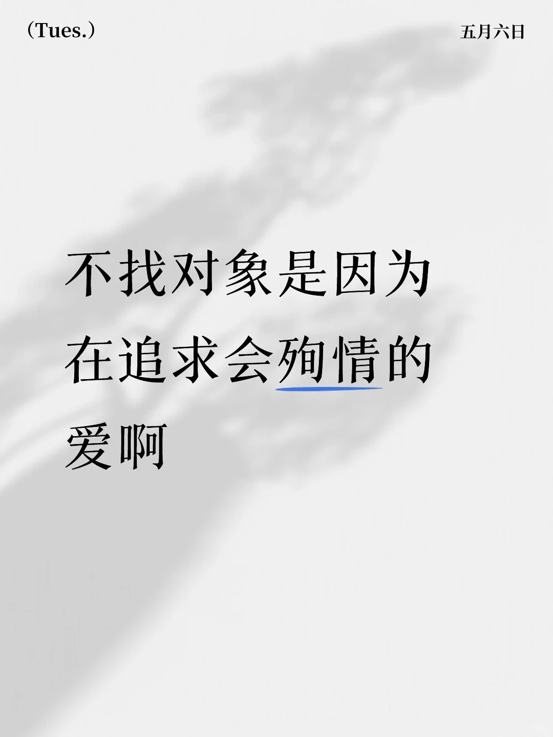 不找对象是因为在追求会殉情的爱啊